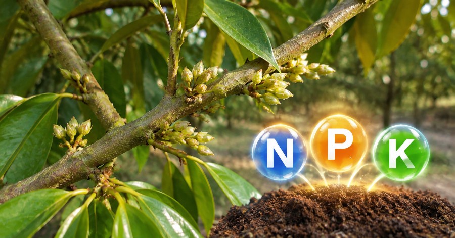 Dinh dưỡng cân đối N-P-K giúp điều tiết sinh lý cây trồng, tạo điều kiện thuận lợi cho quá trình phân hóa mầm hoa diễn ra hiệu quả